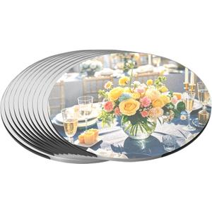 10 Pack Round Mirror Centerpieces for Tables Decorations, 6" Acrylic Circle Mirror Centerpieces Mirror Tray Candle Plate Centerpiece for Wedding Table Decorations Wall Decor (Round, 6inch)