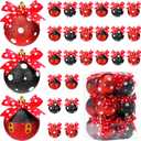 24 Pcs 2.4 Inch Christmas Glitter Ball Ornaments Mouse Plastic Ball with Dot Bow Tree Ornaments Cartoon Mouse Balls Red Black Yellow White Dot Decorations for Xmas Trees Party House Decor