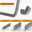 40FT Weather Stripping Door Seal Window Seal - Brush Window Insulation Door Weather Stripping Anti-Draft for Door Insulation Soundproofing (0.35" X 0.35", Gray)