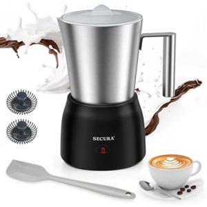 Secura 17oz Detachable Milk Frother and Steamer, Stainless Steel Electric Hot/Cold Foam Maker for Lattes, Cappuccinos & Hot Chocolate, Upgraded 2-in-1 Whisks, Non-Stick & Teflon-Free Design