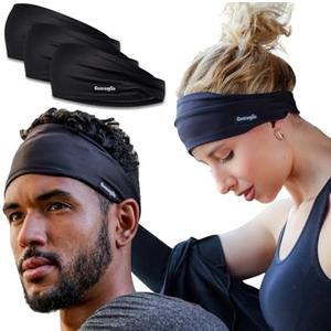 Sweatband for Men and Women - Unisex Non Slip Headband That Wicks Moisture and Eliminates Excess Sweat - Durable & Long-Lasting - Running, Sports, Gym 3 Pack One Size