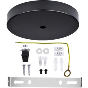 Arturesthome 7" Modern Rewind Ceiling Canopy Kit,Black Single Hole Ceiling Plate for Pendant Lights or Chandelier Fixture (7.08 Inch)