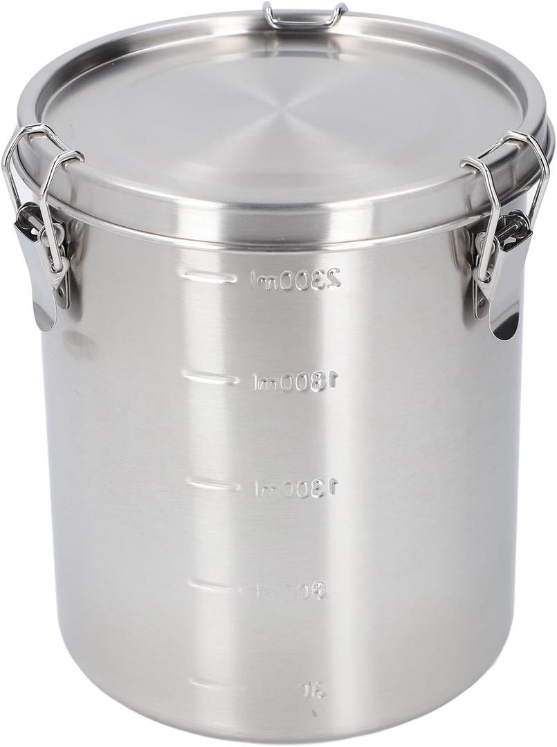 Metal Dog Food Storage Container, Stainless Steel Airtight Pet Food Canister with Lid, Cat Dog Food Holder Bin Cookie Jar Treats Container for Home Kitchen Farmhouse (2500ML)
