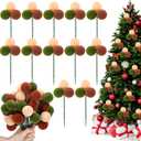 24 Pcs 7.9 Inch Christmas Ball Ornament Picks Christmas Tree Picks with Glitter Xmas Ball Ornaments for Xmas Tree Topper Vase Fillers Wreath Stairs Garland Decoration Supplies (Novelty)