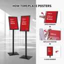 DISPLAYSWORKER 4Pcs Floor Sign Holder, Aluminum snap frames Sign Stand heavy duty pedestal sign floor standing for indoor outdoor 11×17 signage poster display stand for restaurant store school (BLACK, 11×17， 4 Pack)