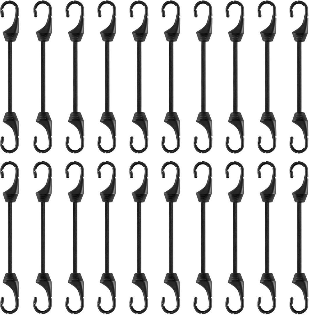 4 Inch Mini Bungee Cords with Hooks,20 PCS Black Bungee Cords Hooks with UV Resistant,5 MM Diameter Elastic Cords for Basic Securing
