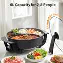 6L Electric Hot Pot with Divider - Dual-Flavor Fondue & Shabu Shabu Pot, 1600W with 5-Temp Control, Non-Stick & BPA-Free, Perfect for Family Dinners & Parties