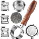 54mm Bottomless Portafilter with Puck Screen 18g Filter Basket Rosewood Handle Fit Breville Barista Express/Pro/Touch/Bambino Plus/Infuser Espresso Machines Portafilter for Breville Espresso Machine