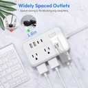 Power Strip with 6 Outlets 4 USB Ports(2USB C), Flat Extension Cord with Multiple Outlets, 1080 Joules, 5 ft Flat Plug Outlet Extender for Indoor, Office Supplies, Dorm Room Essentials