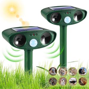 Upgraded Solar Ultrasonic Animal Repellent Outdoor, Deer Repellent Devices Motion Detection, Waterproof Cat Squirrel Mouse Raccoon Dog Repellent Deterrent with LED Flash Lights for Yard Garden