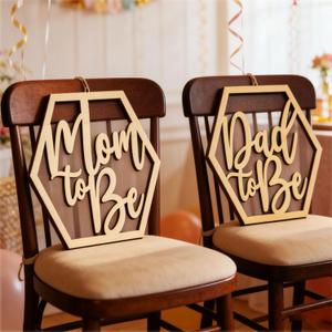 2PCS Wood Baby Shower Chair Signs,Mom to Be and Dad to Be Baby Shower Party Decorations,First Time New Mom Dad Gifts,Birthday/Gender Reveal Party Supplies Decorations
