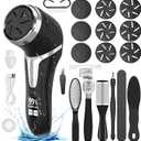 Electric Callus Remover for Feet (with Dander Vacuum), Portable Pedicure Kit Foot File Callus Remover, Rechargeable Waterproof Foot File for Foot Care Deadskin Remover with 9Head&LCD Display
