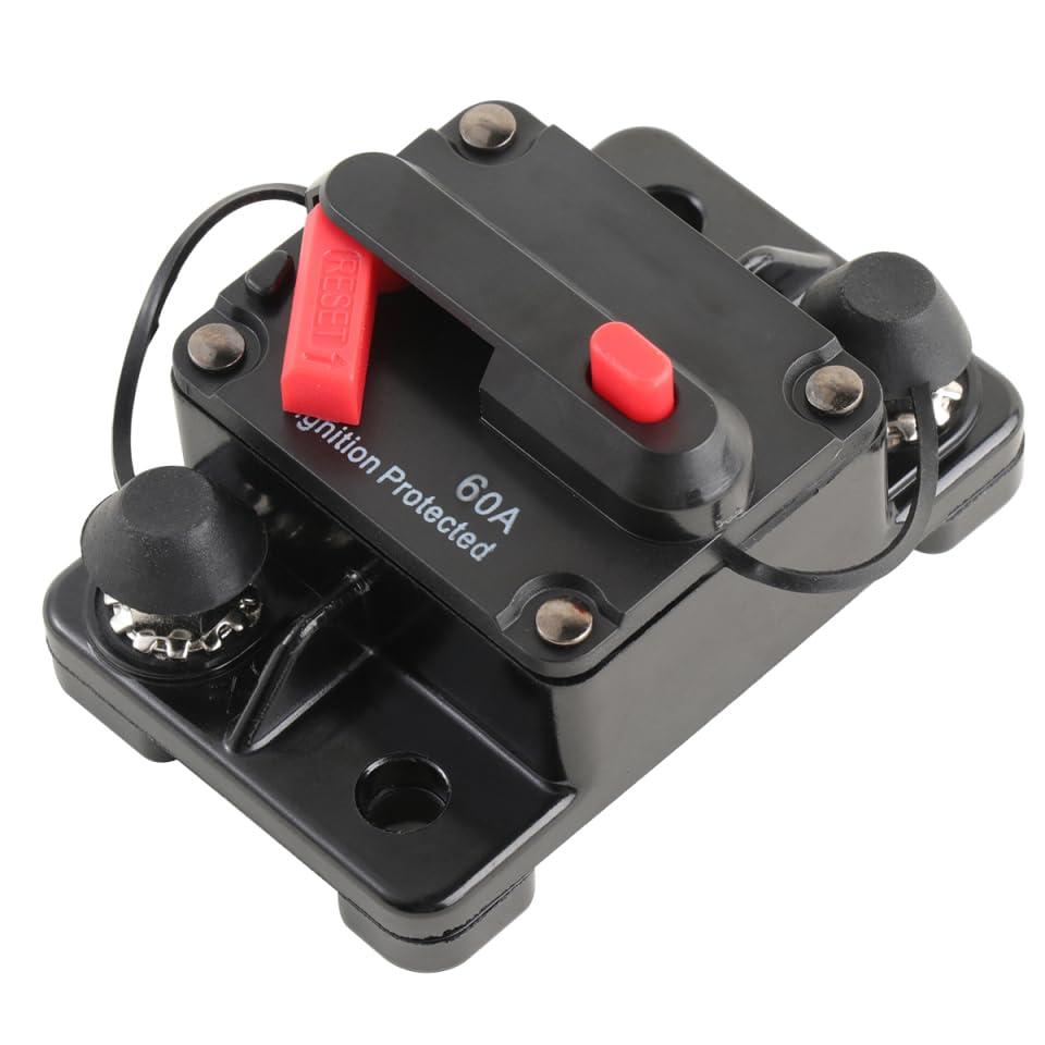 Gatuida 60 Amp Car Fuse Circuit Breaker 12V-36V Resettable Waterproof Auto Overload Protection for Marine Trailer Rv Electrical Systems