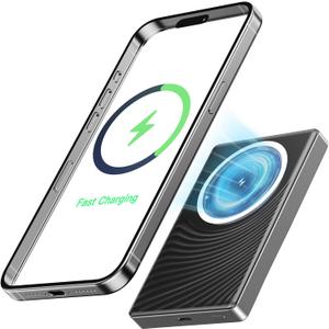 2025 for iPhone Magsafe Battery Pack, Ultra Slim Magnetic Power Bank Fast Charging, Wireless Portable Charger 10000mAh, 20W Powerbank Compatible with iPhone 16/15/14/13/12 Series,Matte Patina