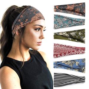 Boho Headbands For Women Fashion Wide Headband Yoga Workout Head Bands Hair Accessories Band 6 Pack (Flower 3)