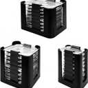 Food Container Lid Organizer for Rubbermaid Brilliances nap-on lids, Lid Organizer for Kitchen Cabinet Storage (3-Piece) - Holds 24 Lids for 4.7 Cup, 3.2 Cup, 1.3 Cup & 0.5 Cup Containers (Black)