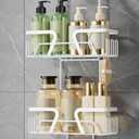 DAOYA White Shower Organizer Hanging - 2 Over The Shower Head Caddies + Soap Dish, Stainless Steel Rust-Free Bath Organizer