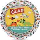 Glad for Kids Dinosaur Theme Disposable Paper Plates, Heavy Duty Soak-Proof Microwave Safe Round Plates for Kids Birthdays, Parties, and Everyday Meals, 8.5 Inch, 20 Count (Multicolor)