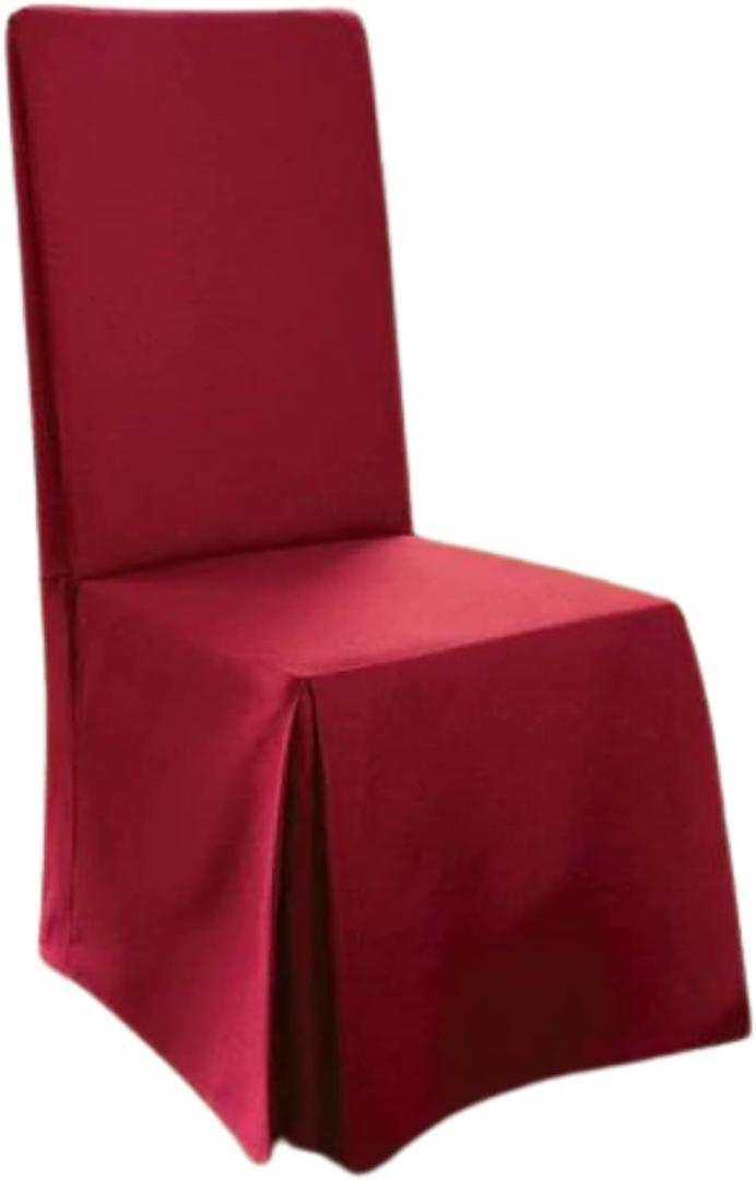 SureFit Duck Cotton Solid Dining Chair Slipcover (Claret Color) - Full Length Relaxed Fit High Back Chair Cover/Perfect for Adding Accents to Your Dining Room