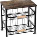 3-layer Kitchen Fruit Storage Basket Snack Rack, Countertop & Desktop Pull-out Metal Basket with Handle, Organizers