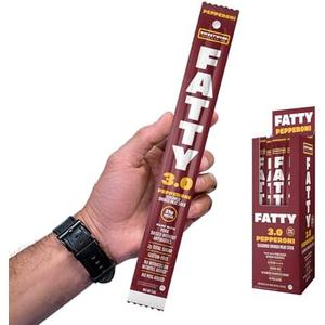 FATTY Smoked Pork Meat Sticks Raised Without Antibiotics, Pepperoni Flavor, 21g Protein Per Stick, 3 oz. (Pack of 20) BB Date : 03/03/2026