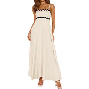 PRETTYGARDEN Womens Spaghetti Strap Maxi Dresses 2026 Summer Casual Sleeveless Smocked Boho A Line Long Flowy Beach Sundress, Small