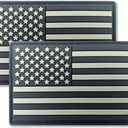 QQSD Black US American Flag Patch USA Tactical Military Patch - PVC Hook and Loop Fastener Patch, 2 Pack
