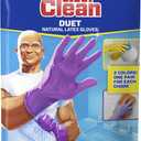 Mr. Clean Duet Reusable Latex Cleaning Gloves with Non-Slip Grip, 2 Pair, Small
