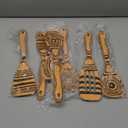 Dishwasher Safe & Heat Resistant Handcraft wood utensils set for cooking | 7-Piece Sturdy Wooden Kitchen Utensil Set for Nonstick Cookware | Wooden Cooking Spoon Set | Maintenance Free | Yellow Ochre