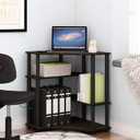 Furinno TURN-N-TUBE Desk, Gaming Desk with Shelves, Corner Computer Desk with Shelves, Office Desk, Space Saving, For Home Office, Bedroom, Espresso