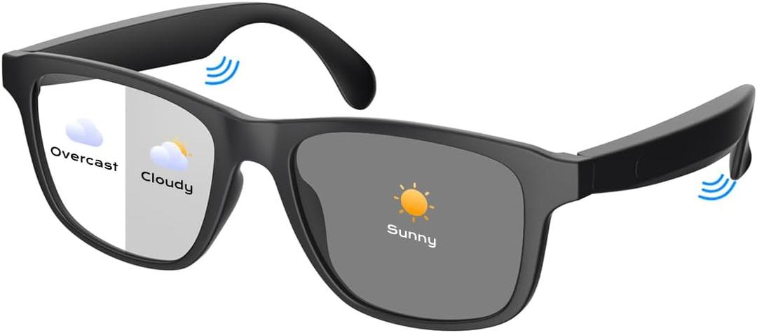 Smart Glasses for Women Men,Bluetooth Glasses with Photochromic Lenses,Built-in Mic & Speakers,Anti-Blue Light Lens with Hands-Free Listening Voice Control,Perfect for Indoor Outdoor