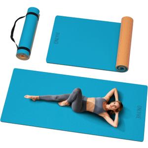 Extra Long & Wide Thick Yoga Mat for Tall Men & Women,76''x32.6''x7mm - High Density TPE Non-Slip Both Sides, Lightweight 1.1kg with Superior Cushioning for gymnastics, Pilates, Home, Workout (Blue-orange)