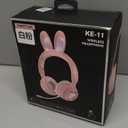 Foldable Bluetooth 5.0 Headphones with Microphone Cute Rabbit Ear Over Ear Headphones for Teens Adults, 12 Hours of Listening Time, TF/Aux, Built in 7