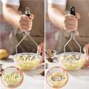 2PCS Potato Masher, OLULU Heavy Duty Stainless Steel Mashed Potatoes Masher, Masher Kitchen Tool for Avocado, Potatoes, Beans, Meat, Vegetables, 10.24inch, Dishwasher Safe