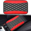 Car Center Console Cushion Pad, Universal Leather Waterproof Armrest Seat Box Cover Protector, Comfortable Auto Armrest Cover Protector Fit for car (Red)