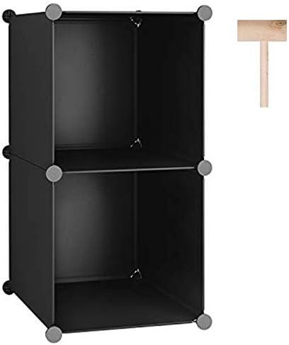 C&AHOME Cube Storage, 2-Cube Organizer Units, Plastic Closet Storage Shelves, DIY Book Shelf, Modular Bookcase, Cabinet Ideal for Bedroom, Living Room, Home Office, 12.4" L x 12.4" W x 24.8" H Black