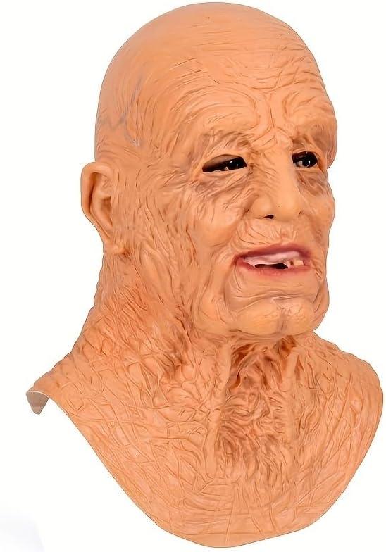 Old Man Mask, Realistic Latex Full Head Halloween Costume