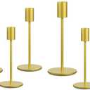 Taper Candle Holder Set of 6, Brass Gold Tall Candlestick Holders, Metal Vintage Candle Stickers Long Holder Set, Pillar Decorative Candle Holder Fits 3/4 Inch Candle for Wedding (Gold-6 Packs)