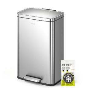 EKO Madison Brushed Stainless Steel 13.2 Gal/50L Kitchen Step Trash Can or Recycling Bin, Removable Inner Liner, Soft Close Lid, Fingerprint Resistant Finish