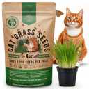 Cat Grass Seeds Mix - 5,200 Non-GMO Heirloom Seeds for Cats & Pets, 4 oz Pack for Growing Fresh Barley, Oat, Rye & Wheat Grass Seeds for Planting, Indoor Plants for Pets, Hairball Remedy for Cats