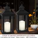 2 x 2-Pack 14" Candle Lanterns Outdoor Waterproof Decorative Flickering Lights with Timer - Cool White Decorative Indoor LED Lanterns Battery Operated