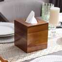 YANGQIHOME Tissue Box Cover Square, Acacia Wood Tissue Holder for Bathroom, Living Room, Dining Table, Decorative Cube Facial Tissue Box Cover, 5.3 x 5.3 x 6.1 inches