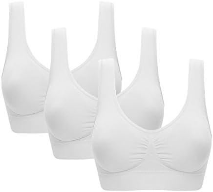 Vermilion Bird Women's 3 Pack Seamless Comfortable Sports Bra with Removable Pads, XL