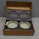 SPUNKYJUNKY Ceramic Dog and Cat Bowl with Wood Stand Non-Slip Matte Glaze Weighted Food Water Set for Cats &Small Dogs 13.5OZ (1.7 CUPS, Grey  2)