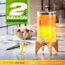 2.2 Gallon Glass Beverage Dispenser With Stand | Glass Water Dispenser With Stand | Leakproof Spigot | Ideal for Hot and Ice Cold Drinks | Perfect for Breakfast, Parties, Weddings