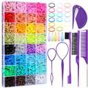 Auroray 32 Colors Small Hair Rubber Bands with 16 Styling Tools, 2000 Pcs Elastic Girl Baby Hair Ties, Mini Bands with Elastic Cutter, Hair Accessories Xmas Stuff for Girls Baby Toddlers Kids