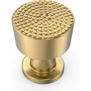 10 Pack Champagne Bronze Cabinet Knobs 1.2 Inch Modern Kitchen Hardware for Cabinets Knob Champagne Round Dresser Knob Hammered Drawer Knobs (Single Hole Knobs)