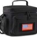 Lunch Box for Men, Tactical Lunch Bag MOLLE Webbing Leakproof Insulated Large Lunch Cooler Women Adult Meal with Adjustable Shoulder Strap Durable Lunch Pail(Black) (Medium)