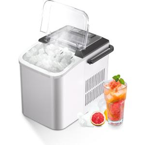 Bullet Ice Maker, 26.5 lb/24H Counter Top Ice Maker with Self-Cleaning Function, 9 Cubes Ready in 7-8 Mins, Portable Ice Maker Suitable for Home, Office, Kitchen, RV, white S, WBJ-10C