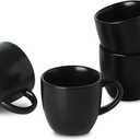 HASENSE Ceramic 3 OZ Espresso Cups, Porcelain Espresso Demitasse Cups Set of 4 for Double shot, Lungo and Ristretto, Tiny Italian Expresso Shot Coffee Mugs for Home and Office, Black